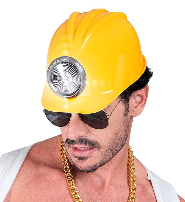 Bauarbeiterhelm aus Hartplastik in gelber Farbe für Fasnacht und Kostüme