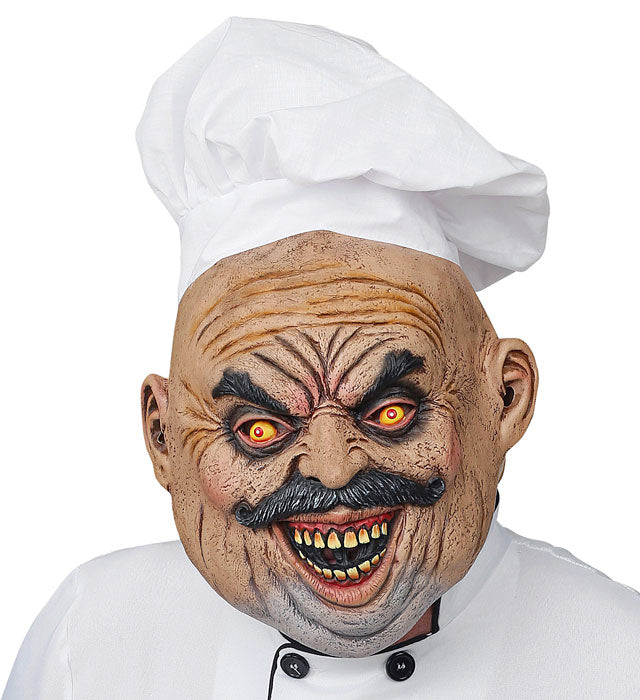 Ganzkopf Maske böser Koch mit Haaren für Halloween und Fasnacht