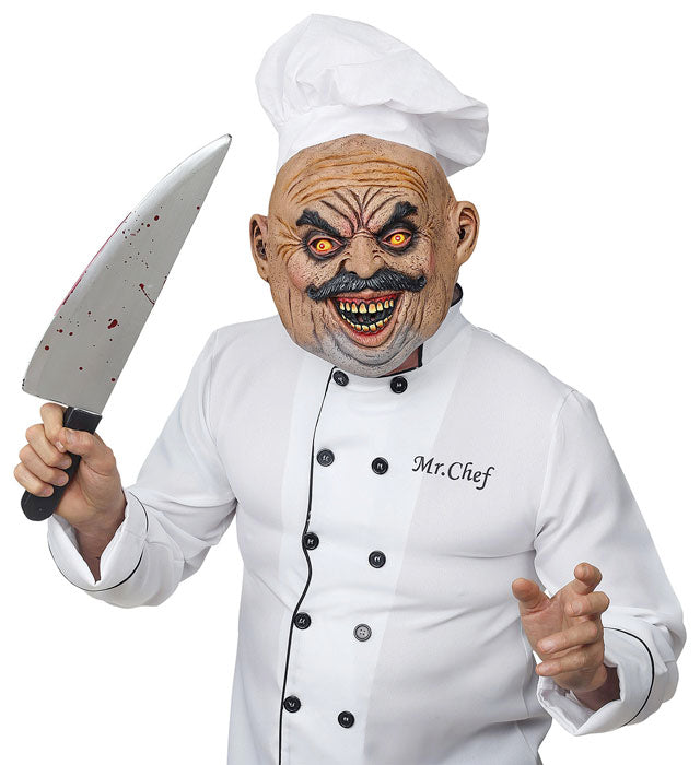 Ganzkopf Maske böser Koch mit Haaren für Halloween und Fasnacht