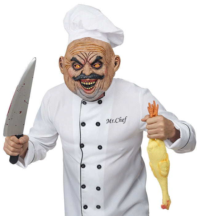Ganzkopf Maske böser Koch mit Haaren für Halloween und Fasnacht