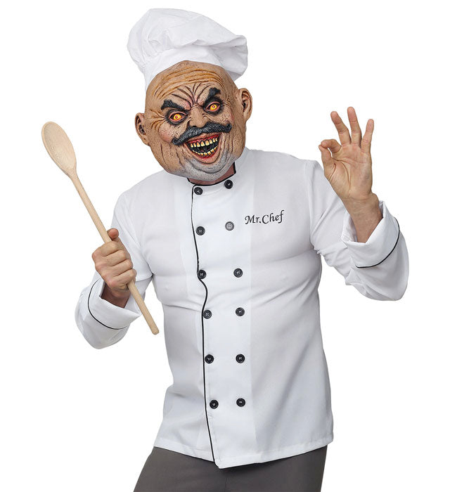 Ganzkopf Maske böser Koch mit Haaren für Halloween und Fasnacht