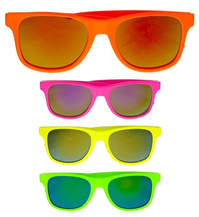 "NEON 80er JAHRE BRILLE MIT REVO GLÄSERN" in 4 Farben sortiert Diverse Farben