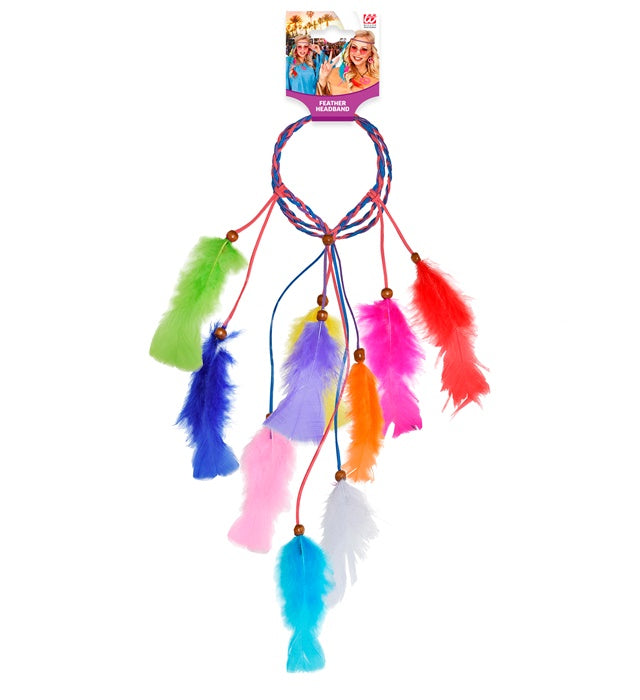 Indianer Stirnband mit bunten Federn als Fasnacht-Accessoire