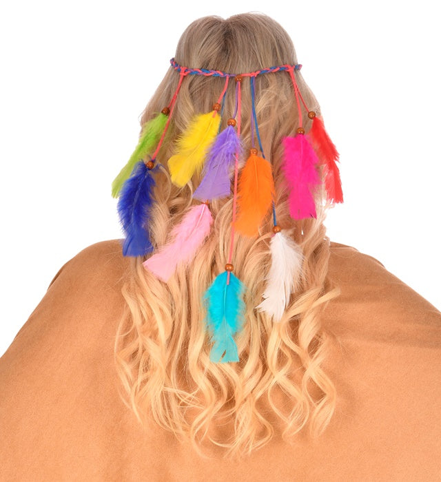 Indianer Stirnband mit bunten Federn als Fasnacht-Accessoire
