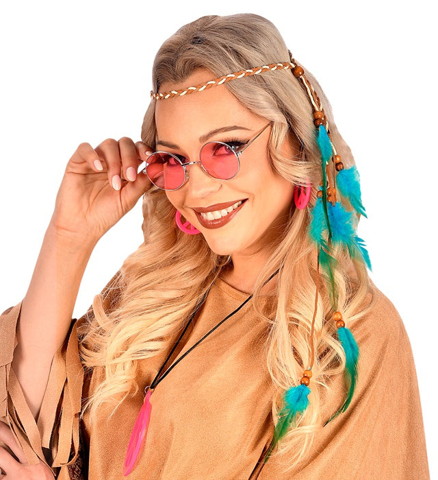 Indianer Stirnband mit türkisfarbenen Federn als Fasnacht Accessoire