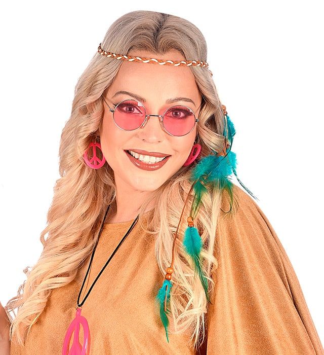 Indianer Stirnband mit türkisfarbenen Federn als Fasnacht Accessoire