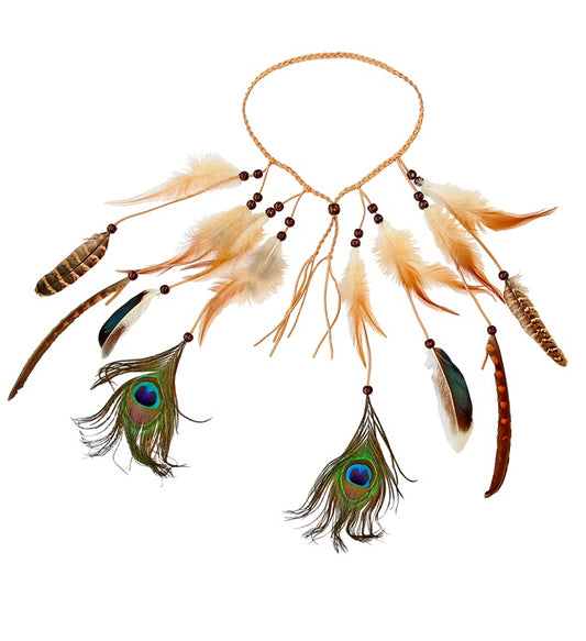 Indianer Stirnband mit bunten Federn als Fasnachts-Accessoire