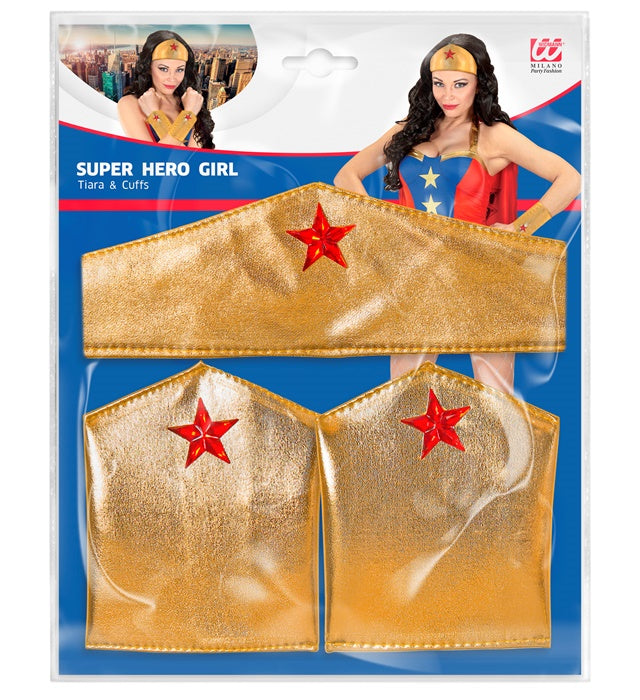Tiara und Armstulpen Set für Super Hero Girl Kostüm
