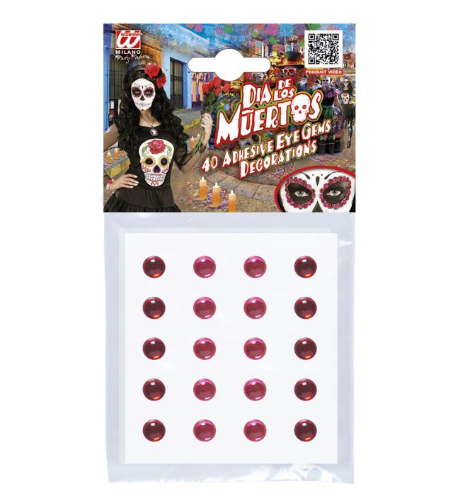 Set mit 40 roten und pinken selbstklebenden Schmucksteinen