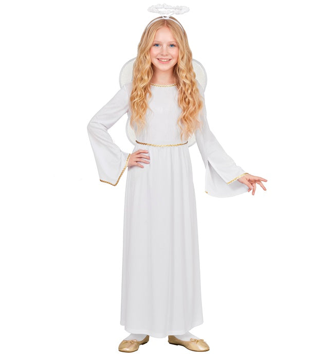 Engel Kostüm Set mit weissem Kleid, Flügeln und Heiligenschein