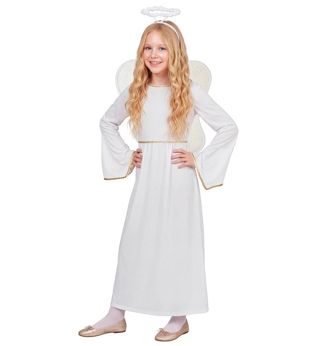 Engel Kostüm Set mit weissem Kleid, Flügeln und Heiligenschein