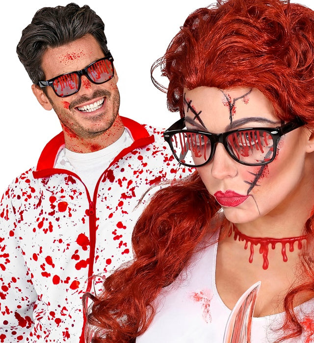 Blutbefleckte Brille als Halloween- und Fasnacht-Accessoire