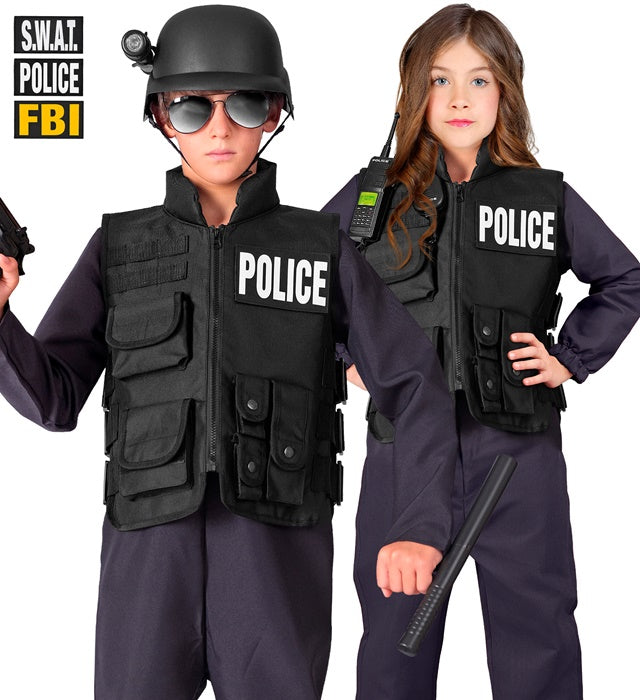 Kinder taktische Einsatzweste mit austauschbaren SWAT, FBI, POLICE Patches