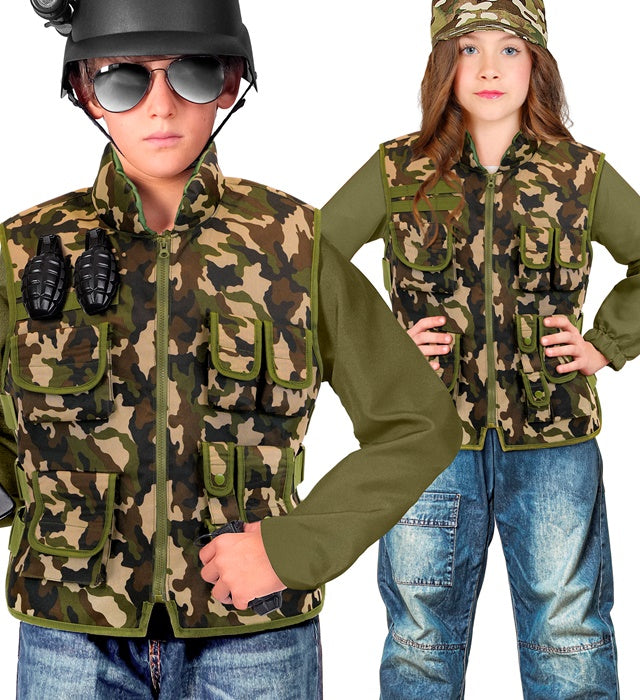 Kinder Camouflage Taktische Einsatzweste für Fasnacht und Rollenspiele