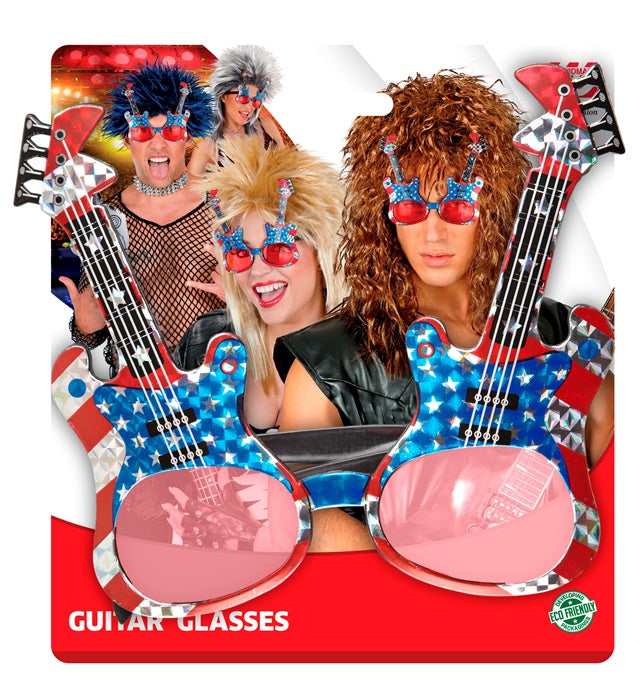 Brille mit Gitarren-Motiv als Fasnachts-Accessoire