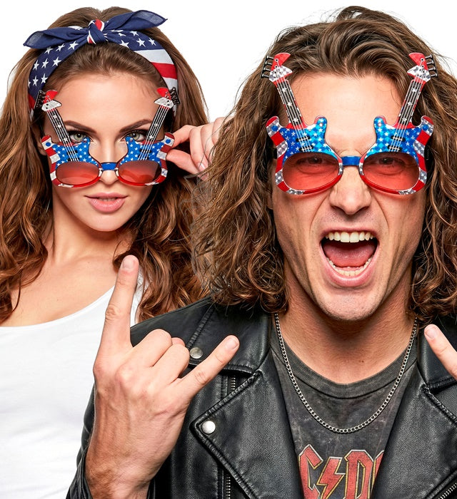 Brille mit Gitarren-Motiv als Fasnachts-Accessoire