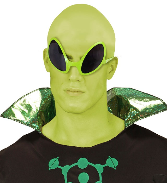 Alienbrille mit großen schwarzen Gläsern als Fasnachtszubehör