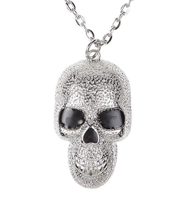 Silberne Totenkopf-Kette als Accessoire für Fasnacht und Halloween