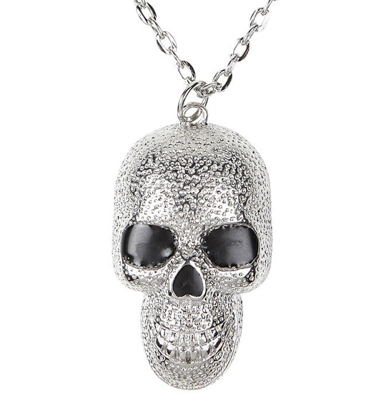 Silberne Totenkopf-Kette als Accessoire für Fasnacht und Halloween