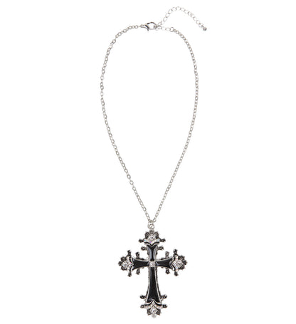 Kette mit Schwarzem Strass Kreuz