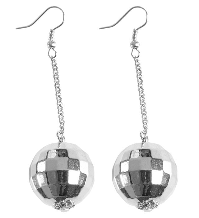 Glitzernde Discokugel-Ohrringe als Fasnachts-Accessoire