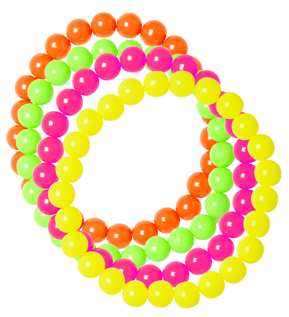 Set von 4 neonfarbenen Armbändern für Kinderkostüme
