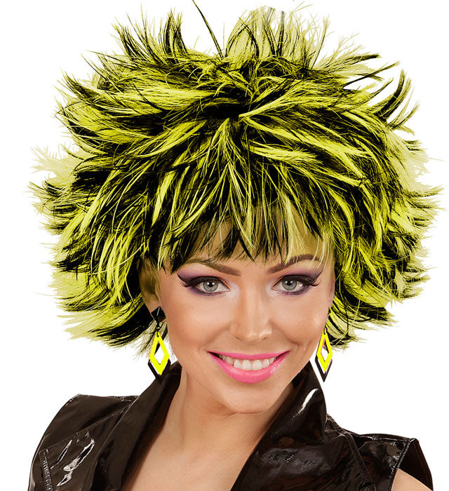 Schwarze und neon gelbe Rhombus Ohrringe als Fasnacht-Accessoire