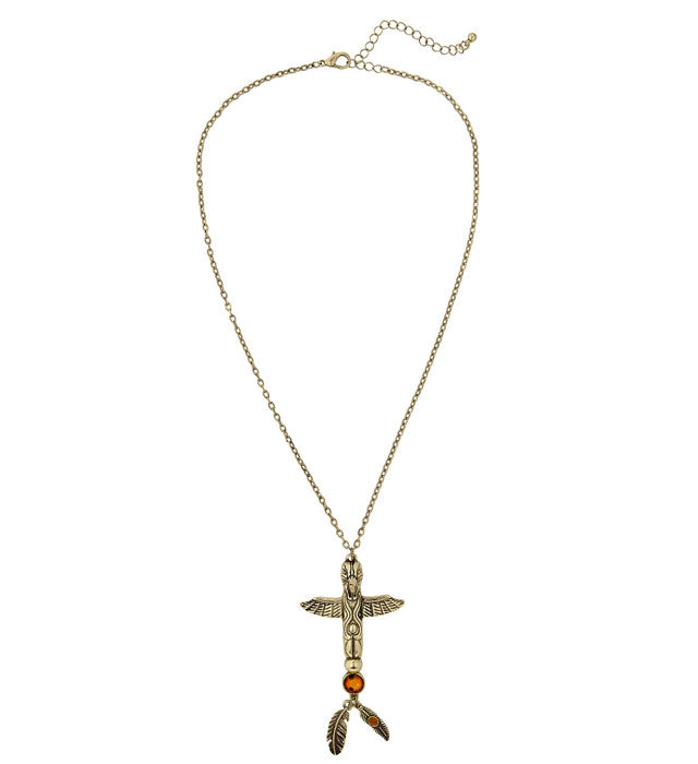 Goldene Totem Indianerkette mit dekorativem Stein als Fasnachtsschmuck