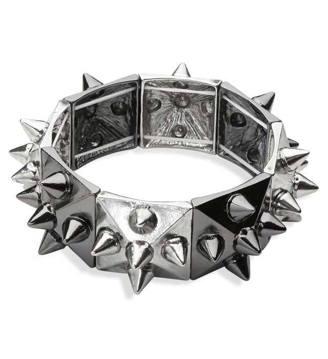 Schwarz-silbernes Spike-Armband als Accessoire für Fasnacht und Mottoparty
