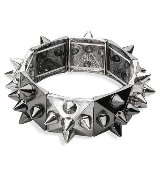 Schwarz-silbernes Spike-Armband als Accessoire für Fasnacht und Mottoparty