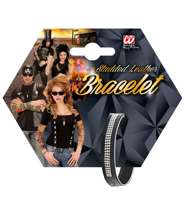 Schwarzes Lederarmband mit Metallspikes als Accessoire für Fasnacht und Karneval