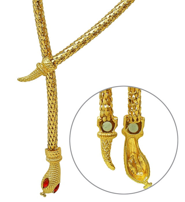 Goldene Schlangenkette mit roten Steinaugen als Fasnachtsschmuck
