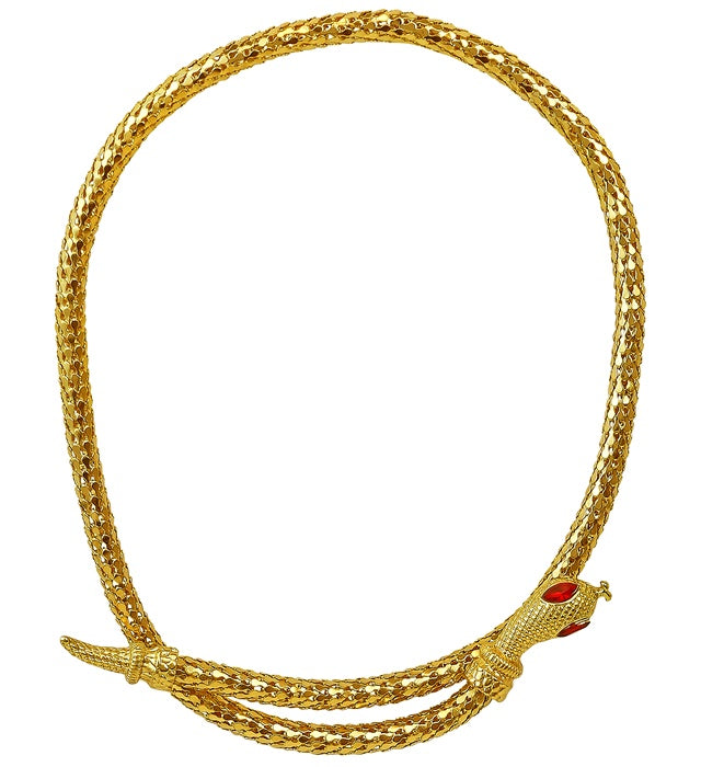 Goldene Schlangenkette mit roten Steinaugen als Fasnachtsschmuck