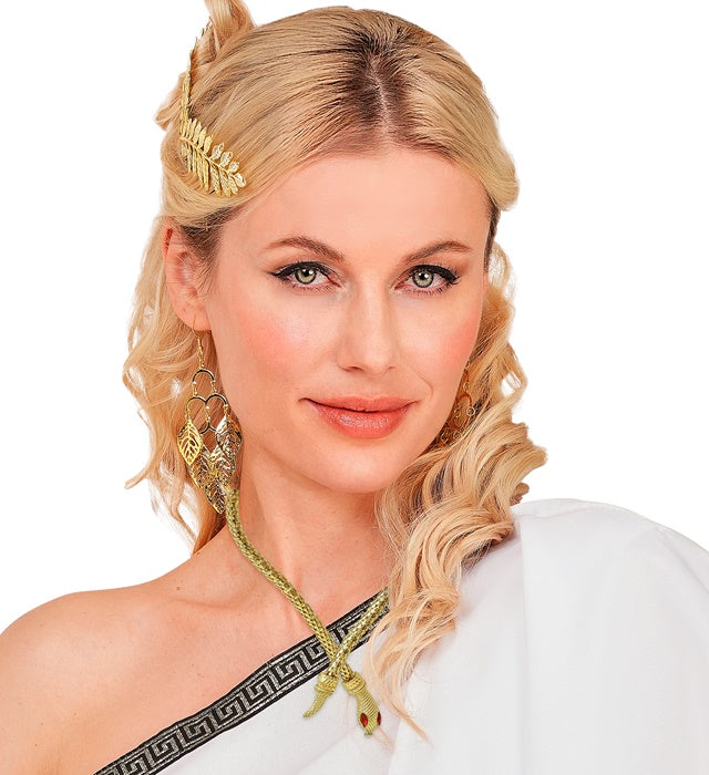 Goldene Schlangenkette mit roten Steinaugen als Fasnachtsschmuck