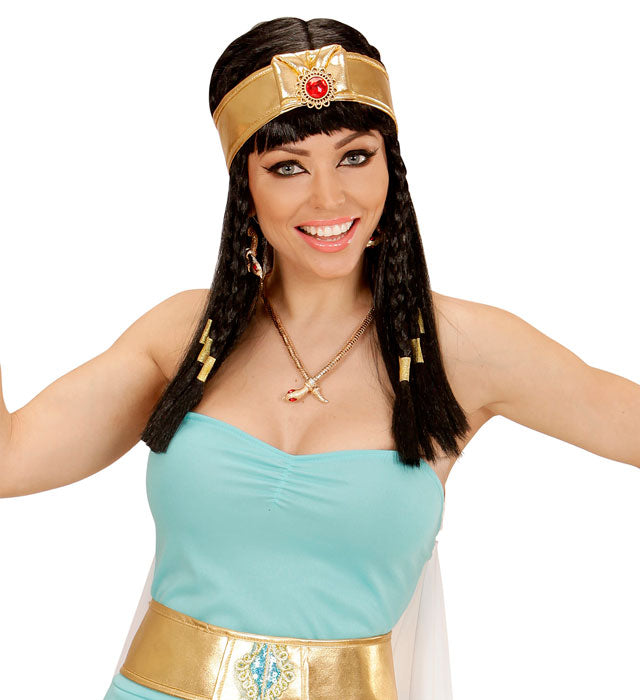 Goldene Schlangenkette mit roten Steinaugen als Fasnachtsschmuck