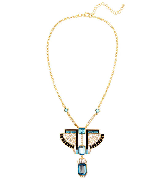 Goldene Pharao-Kette mit Strass- und Topas-Steinen als Kostümzubehör