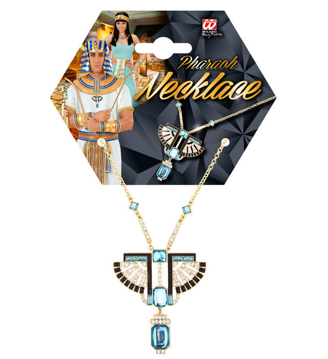 Goldene Pharao-Kette mit Strass- und Topas-Steinen als Kostümzubehör