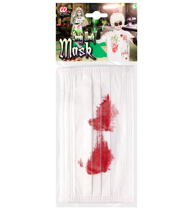 Blutiger Mundschutz mit realistischem Bluteffekt für Halloween und Fasnacht