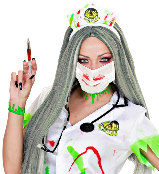 Blutiger Mundschutz mit realistischem Bluteffekt für Halloween und Fasnacht