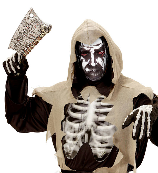 Teuflischer Tod Stoffmaske mit gruseligem Totenkopf-Design für Halloween