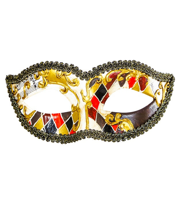 Venezianische Harlekin Augenmaske mit traditionellem Muster