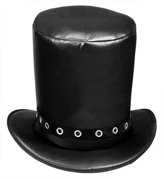 Zylinder im Lederlook 25 cm Höhe als Kostümzubehör für Fasnacht und Halloween