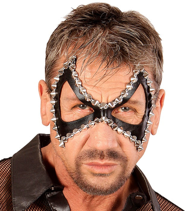 Schwarze Unisex Augenmaske mit Nieten für Fasnacht und Karneval