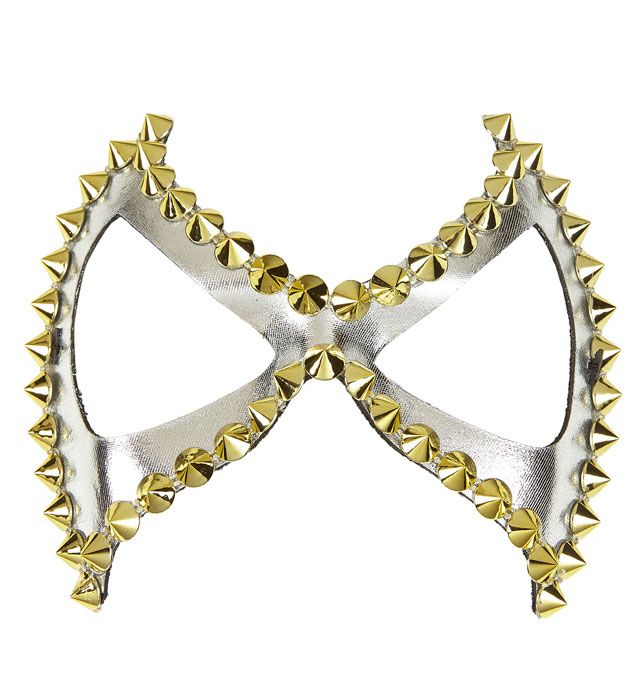 Silberne Unisex Augenmaske mit Nieten für Fasnacht und Mottoparty