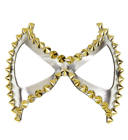 Silberne Unisex Augenmaske mit Nieten für Fasnacht und Mottoparty