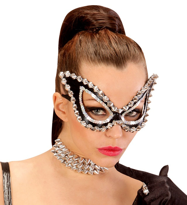 Schwarze Katzaugenmaske unisex für Fasnacht und Kostüme