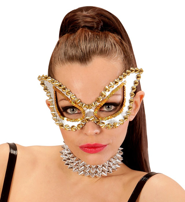 Silberne Katzaugenmaske unisex für Fasnacht und Karneval