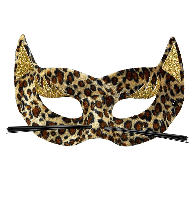 Leoparden Augenmaske aus Samt mit goldenen Akzenten