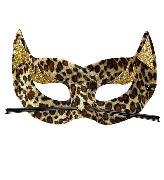 Leoparden Augenmaske aus Samt mit goldenen Akzenten