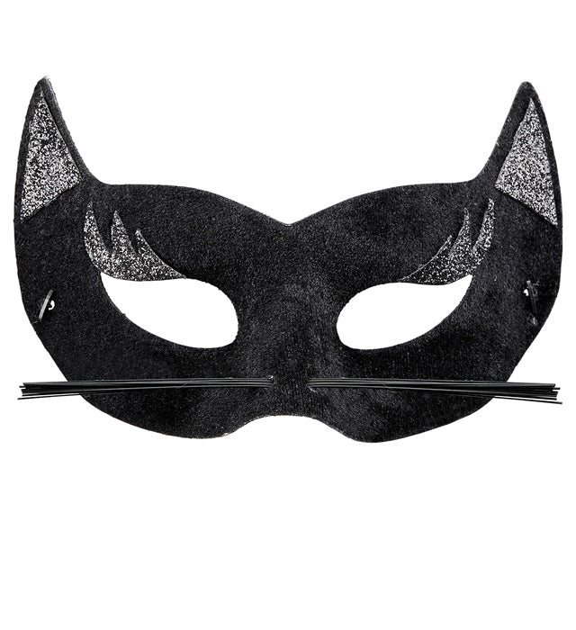 Schwarze Samt-Augenmaske im Panther-Design für Fasnacht